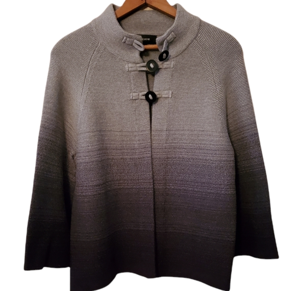 Jones New York Gray Ombre Toggle-Front Women's Sweater